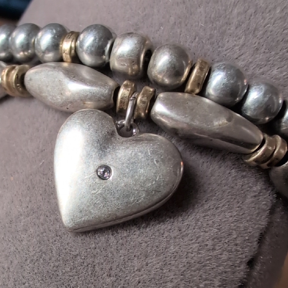 J. Jill Silver Stretch Bracelet Set with Heart Charms - Picture 5 of 7